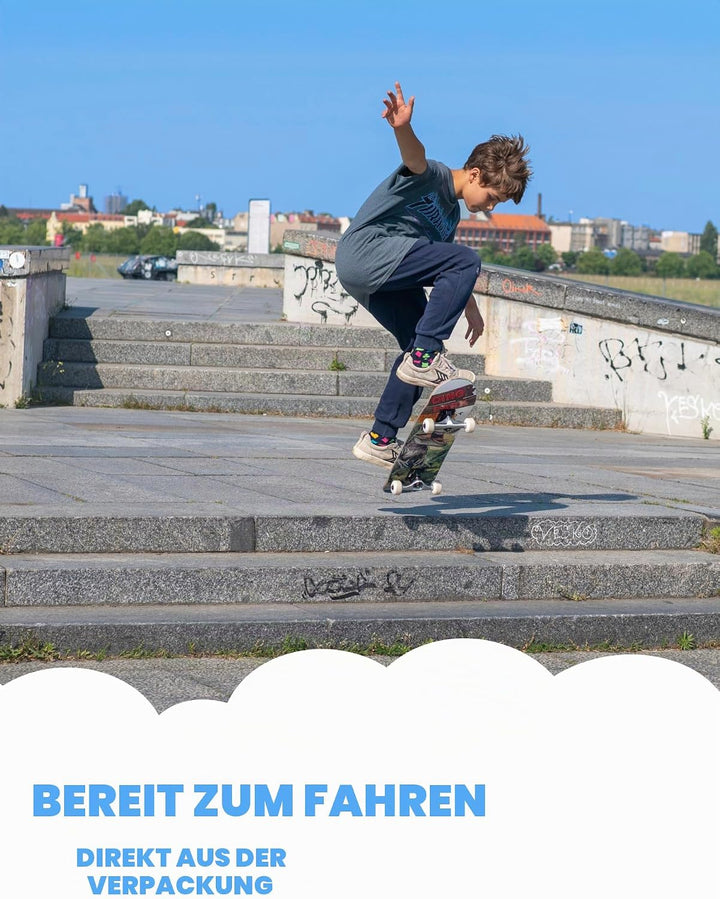 Skateboard für Kinder - hochwertiges Komplettboard für Anfänger ab 3 oder 4 Jahren, aus 7 Lagen Ahor