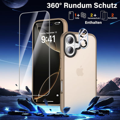 UniqueMe für iPhone 16 Hülle, 5-in-1-Set Handyhülle für iPhone 16 Case Rundumschutz Schutzhülle Cove