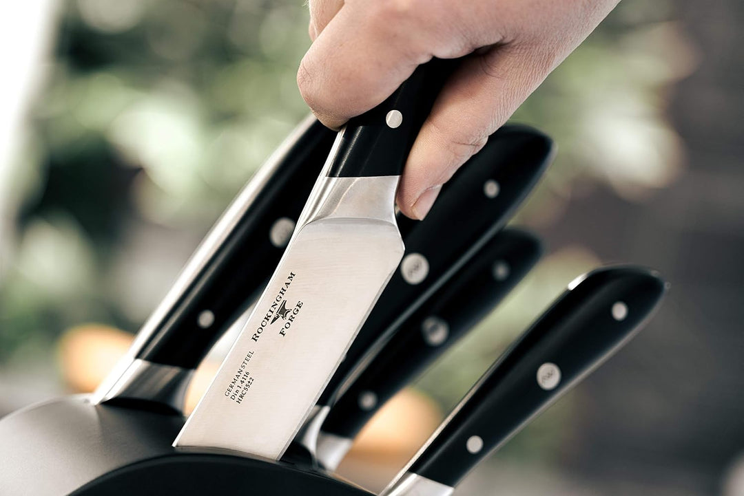 Rockingham Forge Ashwood Black Schwarz 6-Stück Messerblock – 5 Messer und Schwarzer Messerblock aus