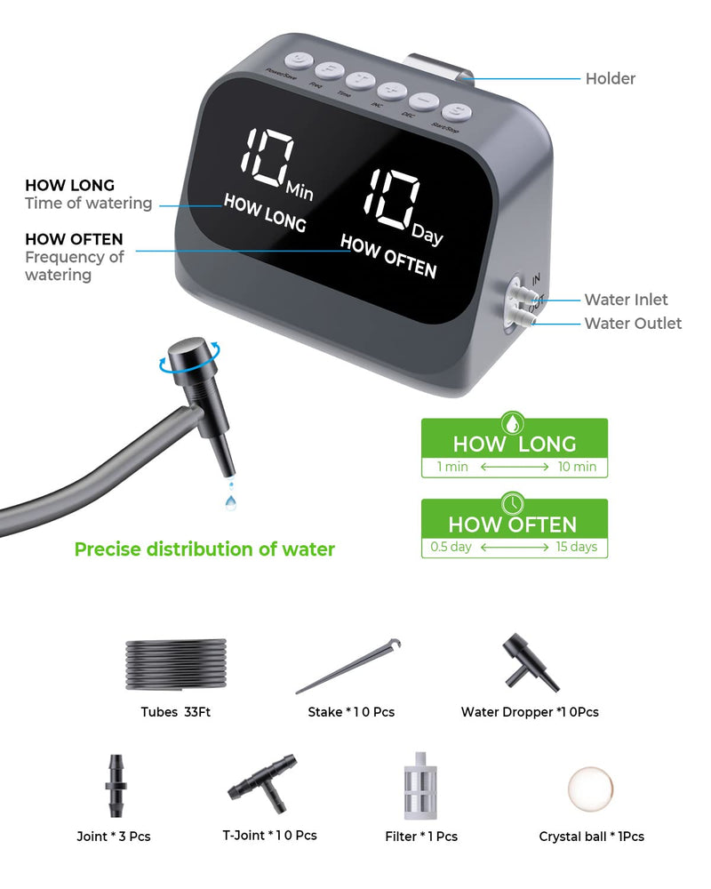 Automatisches Bewässerungssystem für Topfpflanzen, DIY-Tropfbewässerungsset mit programmierbarem Tim