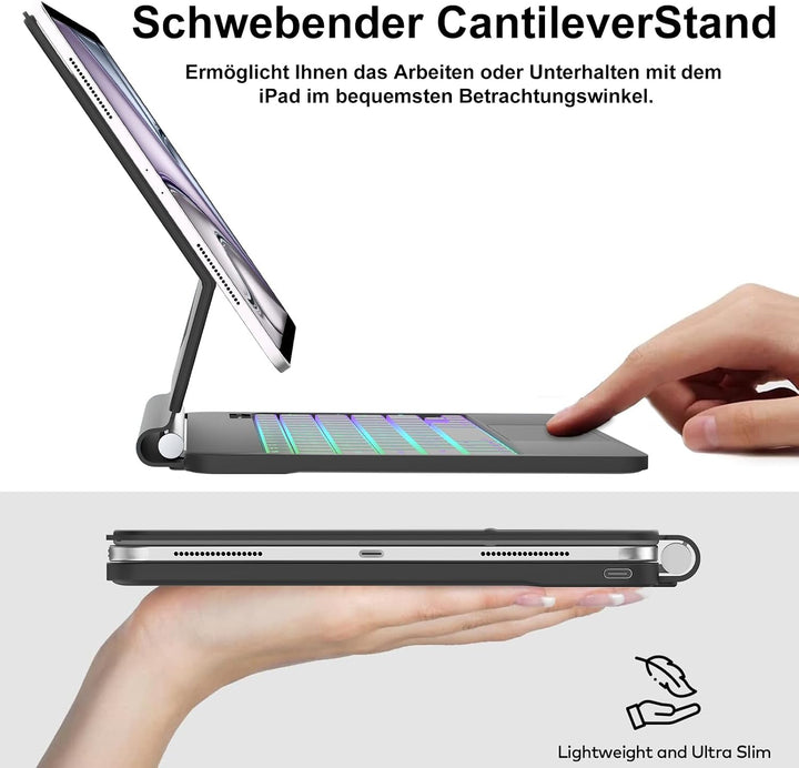 Magic Keyboard für iPad Air 13 M4 2026/M3 2025/M2 2024 &amp; iPad 12.9, Schwarz Schwarz 13 Zoll Air 13,