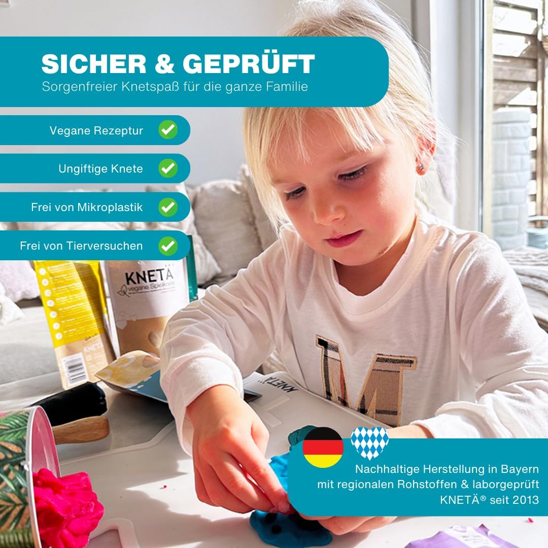 KNETÄ Knete ab 1 Jahr I Party Set I 8X 50g vegane Kinderknete inkl. 2X Bastelkarte Tiermotive I Play