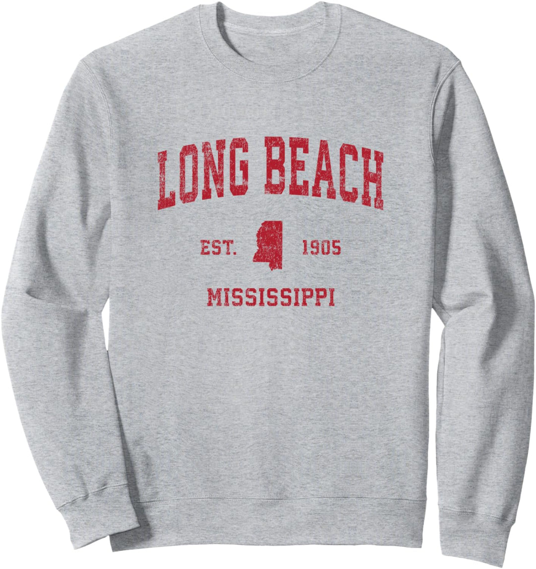 Long Beach Mississippi MS Vintage Sports Design Rot Print Sweatshirt