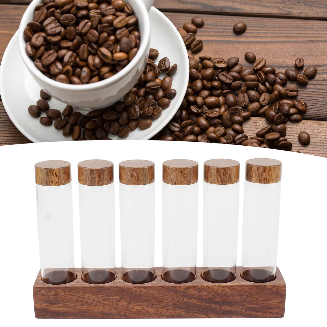 Einzeldosis Kaffeebohnen Behälter 6 Tuben, Glas Kaffeebohnen Aufbewahrungsröhrchen mit Ständer Espre