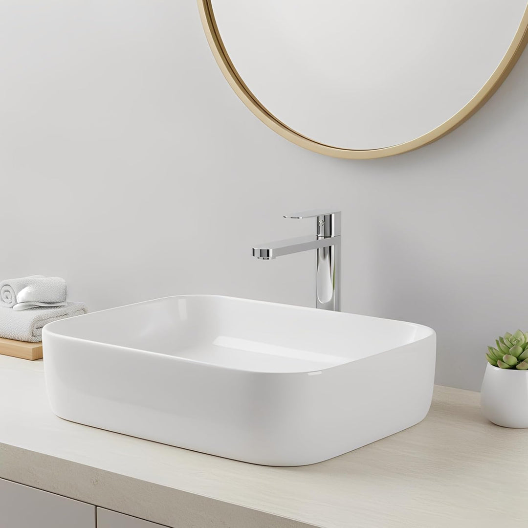 Tarnby Wasserhahn Bad – Waschtischarmatur 17,3 cm, Waschbeckenarmatur Chrome, Anti-Fingerprint & Ein