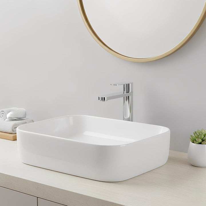 Tarnby Wasserhahn Bad – Waschtischarmatur 17,3 cm, Waschbeckenarmatur Chrome, Anti-Fingerprint & Ein