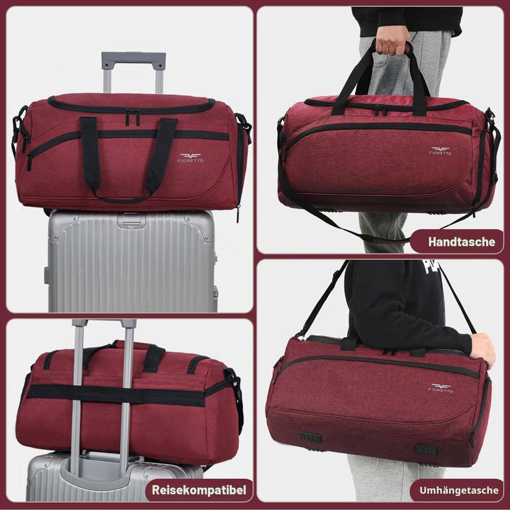 FIORETTO 50L Sporttasche &amp; Reisetasche für Damen und Herren, mit Schuhfach &amp; Nassfach, Wasserdicht T