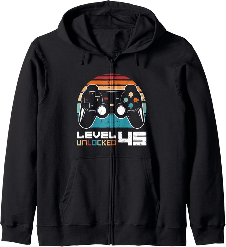 Level 45 freigeschalteter lustiger Videospieler zum 45. Geburtstag Kapuzenjacke