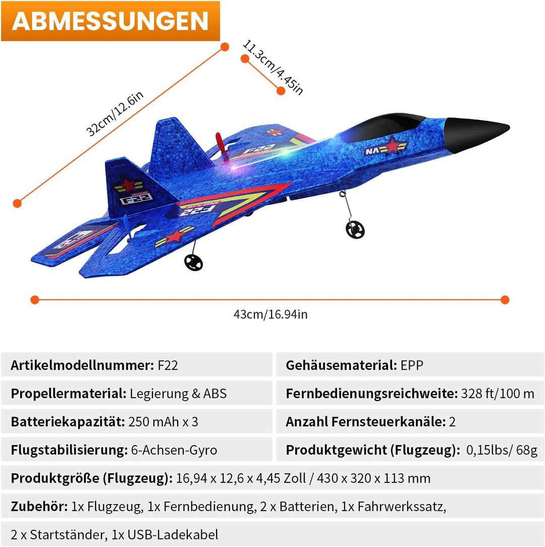 Henakmsl RC Flugzeug 3CH Ferngesteuerter Kämpfer 2.4GHz RC Flugzeug RTF für Anfänger, Kinder und Erw