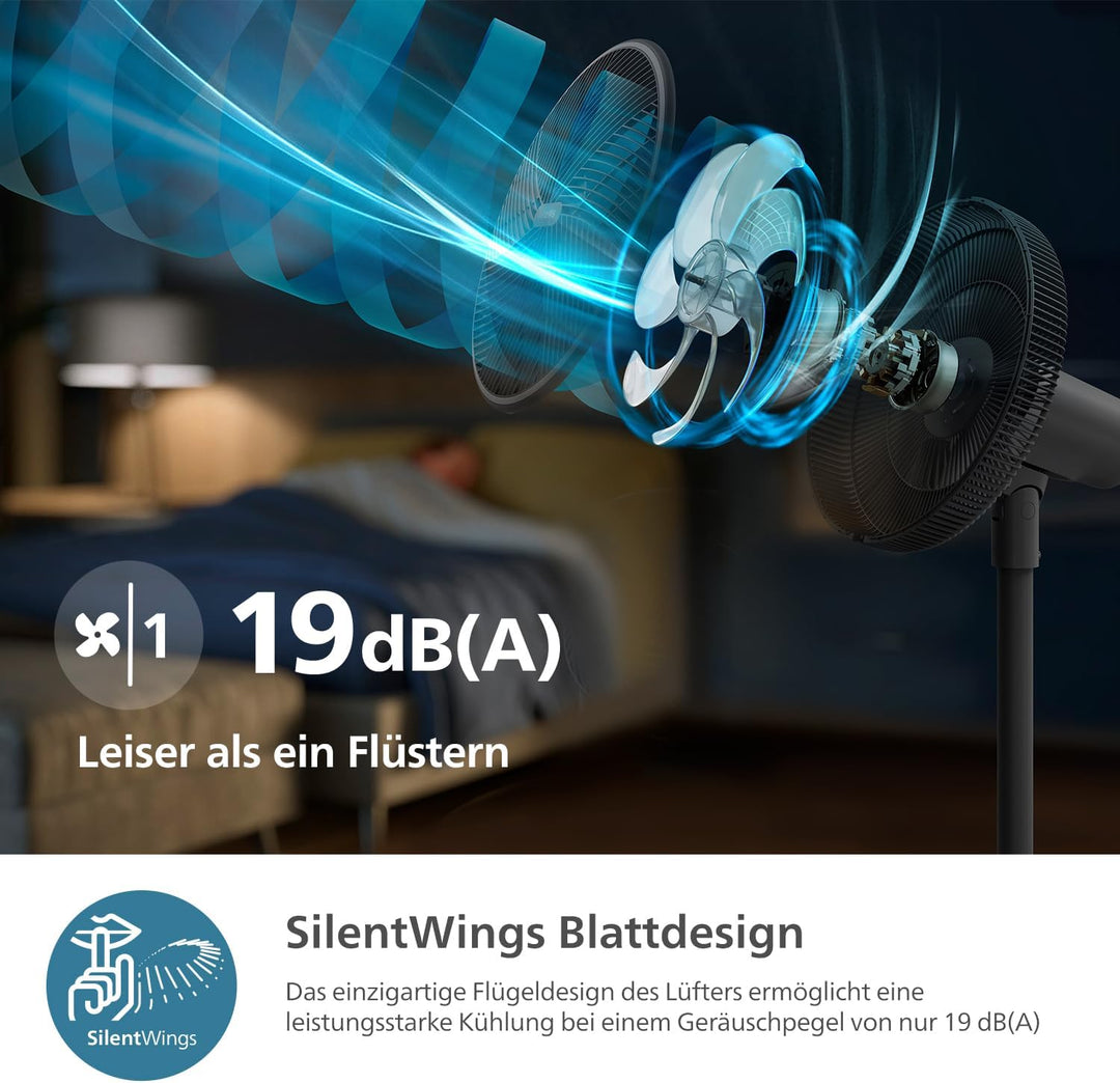 Philips Smart Standventilator Serie 3000. Starke & extrem leise SilentWings-Technologie. 19 dB. 2-in