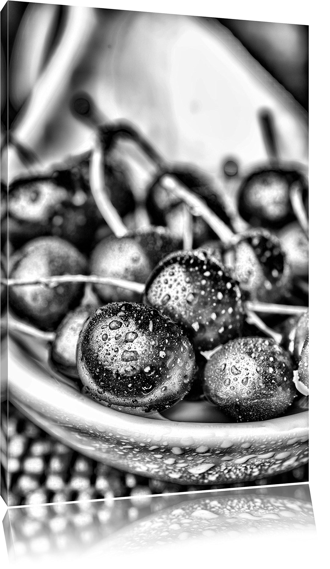 Pixxprint Frische Kirschen in Schlüssel als Leinwandbild/Grösse: 100x70 cm/Wandbild/Kunstdruck/ferti