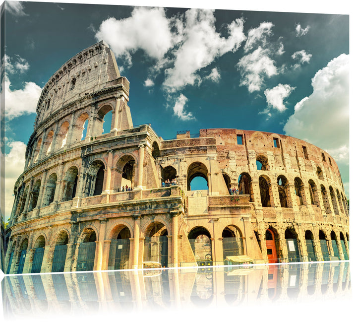 Pixxprint Colosseum bei Tag in Rom als Leinwandbild/Grösse: 100x70 cm/Wandbild/Kunstdruck/fertig bes