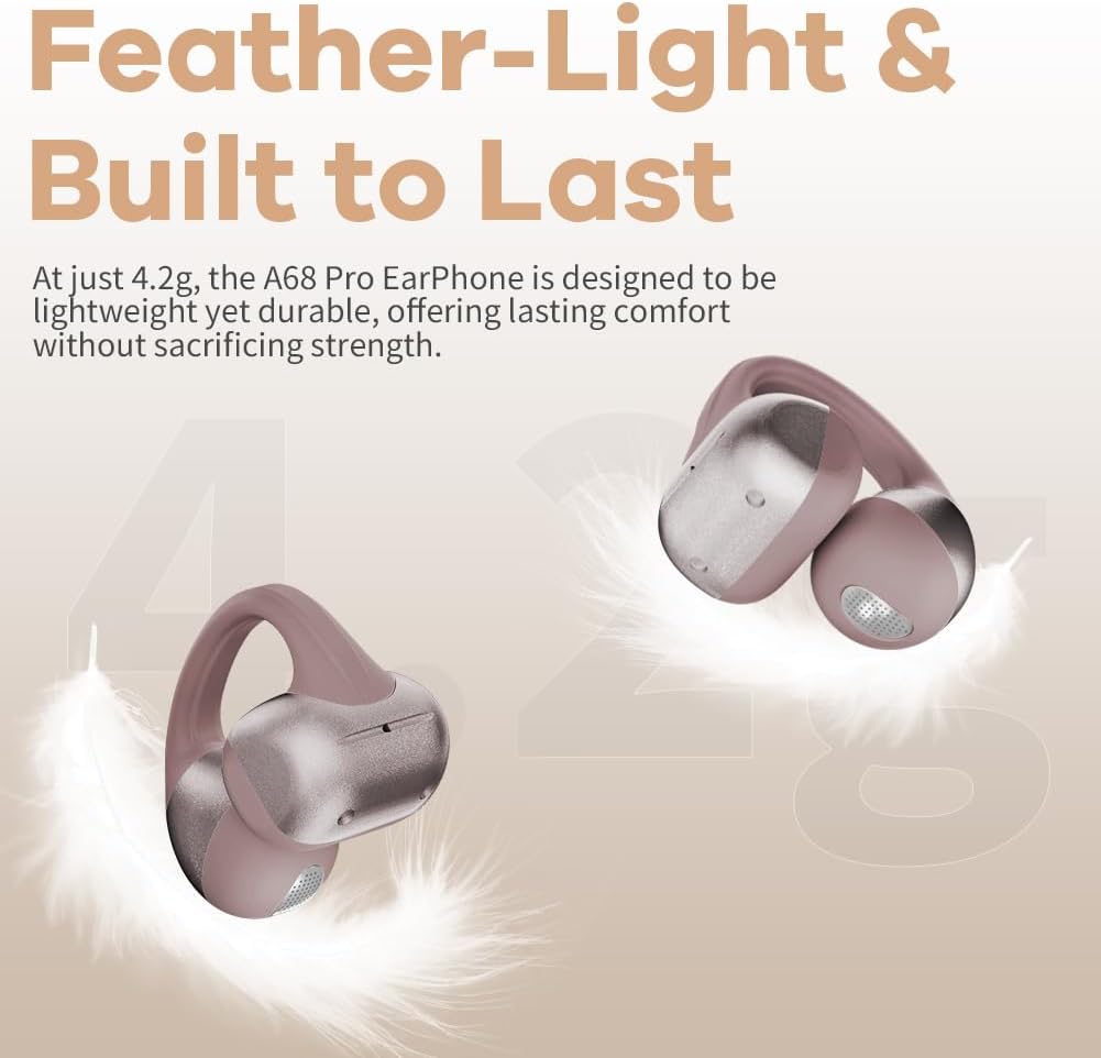 Open Ear Kopfhörer, Bluetooth Earbuds, Clip on Design mit 4 Noise Cancelling Mikrofone, 40h Std, Blu