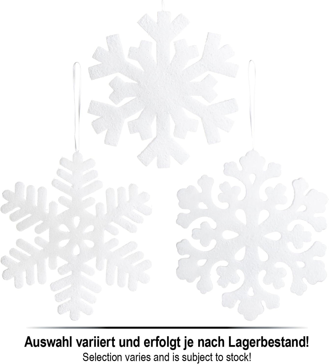 com-four® 3X Schneeflocke XL - Weihnachtsdeko Schneestern zum Anhängen - Anhänger für Weihnachten in