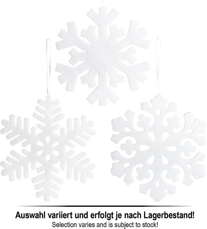 com-four® 3X Schneeflocke XL - Weihnachtsdeko Schneestern zum Anhängen - Anhänger für Weihnachten in