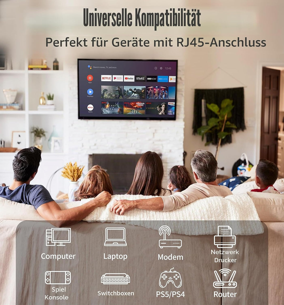 ikbc Cat 6 LAN Kabel 40m Weiss, Gigabit RJ45 Ethernet Netzwerkkabel | Gigabit Geschwindigkeit, stabi