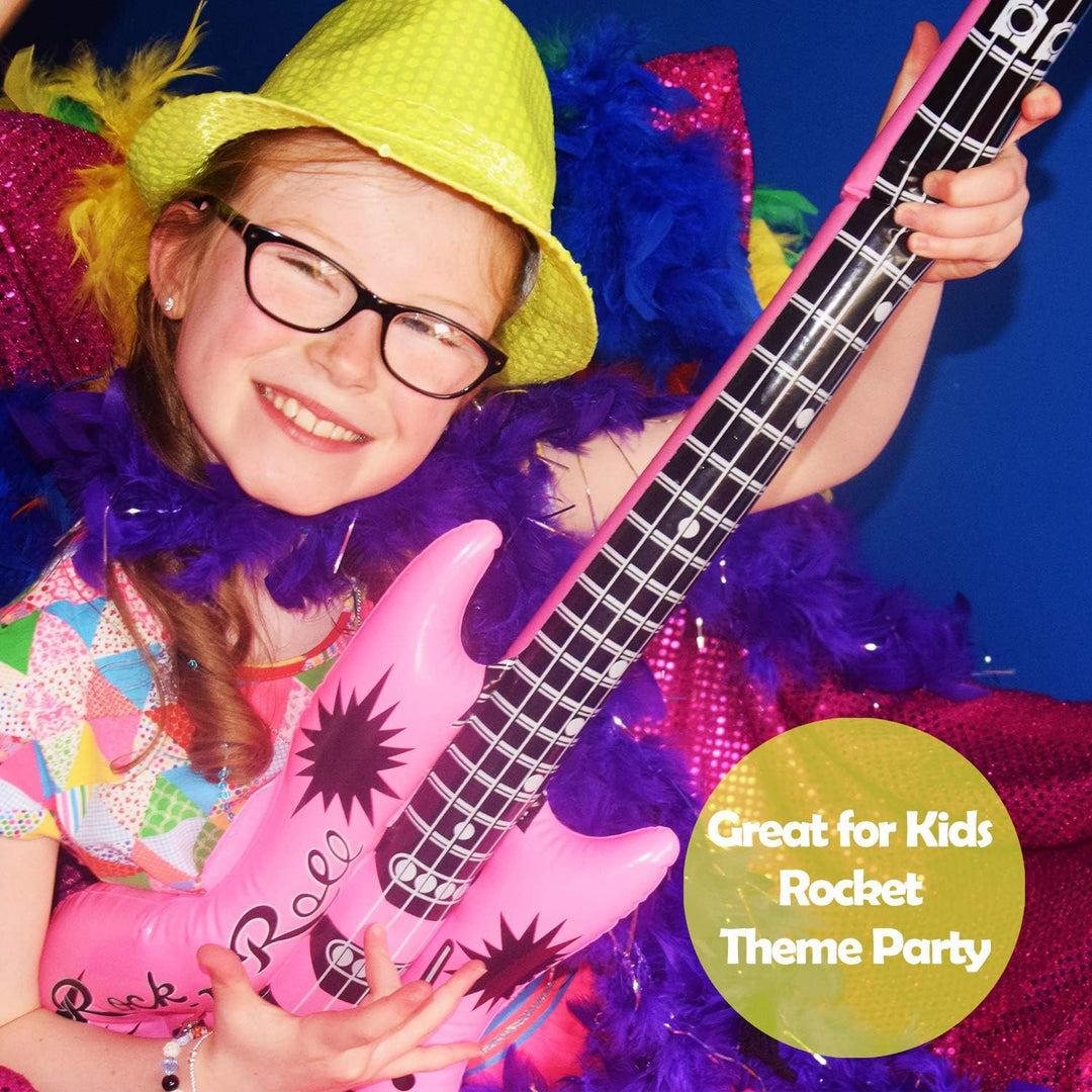 Novelty Place 12 Stück Luftgitarren Bunt Aufblasbar Gitarre Spielzeug Perfekt für Kindergeburtstage