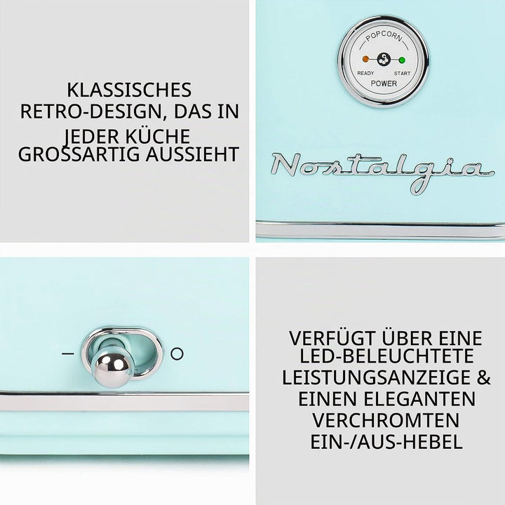 Nostalgia CLHAP12AQ Classic Retro Healthy Heissluft-Tisch-Popcorn-Maker, macht 12 Tassen, mit Kernel