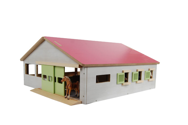 Kids Globe Pferdestall (mit 3 Boxen und Reitplatz, Länge: 62 cm, Breite: 56 cm, Höhe: 26 cm, Dach be