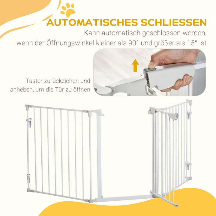 PawHut Türschutzgitter Freistehendes Schutzgitter 180 x 74,5 cm Weiss
