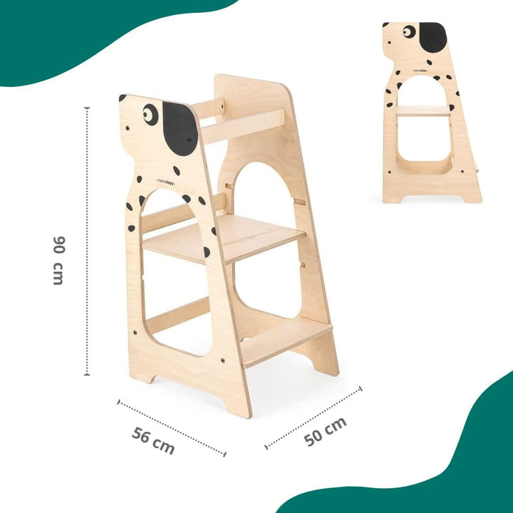 Mamatoyz 07KDOG Kule Cane Mehrzweck-Montessori-Lernturm - Lernturm aus natürlichem Birkensperrholz m
