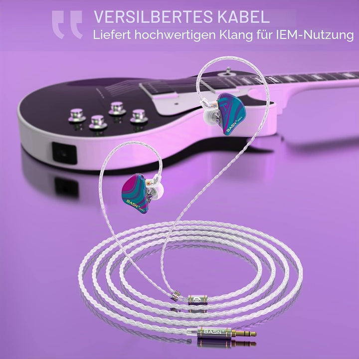 BASN MMCX Dreifach-Treiber In-Ear-Monitore mit satten Bässen, HiFi-Stereo-IEM-Kopfhörer mit verbesse
