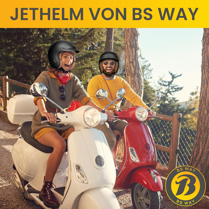 Jethelm mit Visier by BS Way: Hochwertiger Motorradhelm, ECE-Zertifiziert für Herren und Damen -  Id