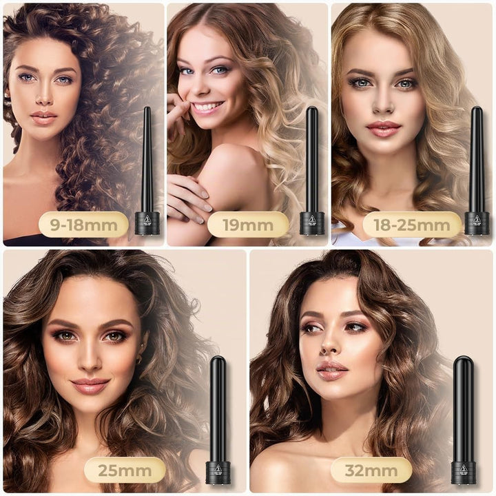Lockenstab 5 in 1 mit Verschiedenen Aufsätzen Lockenwickler Set Grosse und Kleine Locken Keramikbesc
