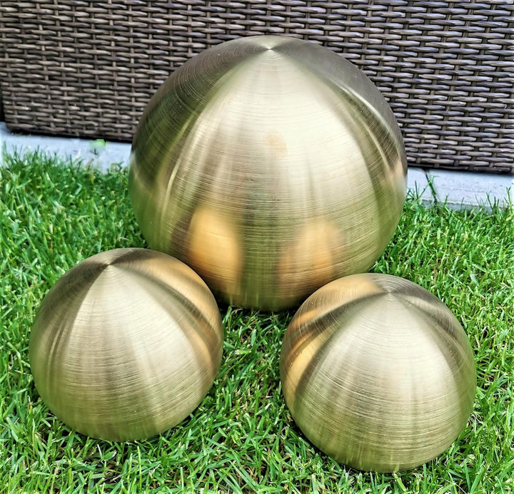 Dekokugel Gold matt gebürstet 3er Set 15-10-10 cm aus Edelstahl Kugel Dekorationskugel Gartenkugel