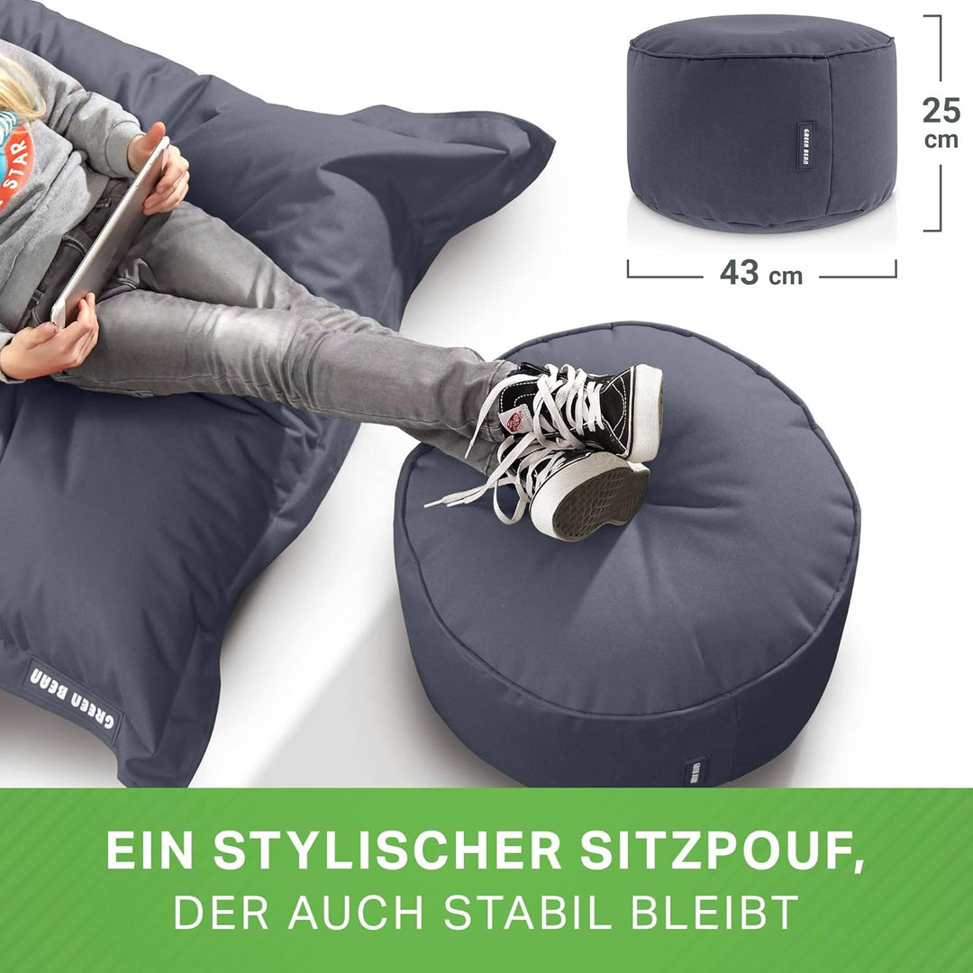 Green Bean Sitzsack-Hocker 45x25cm mit EPS-Perlen Füllung - Fusshocker Fusskissen Sitz-Pouf für Sitz