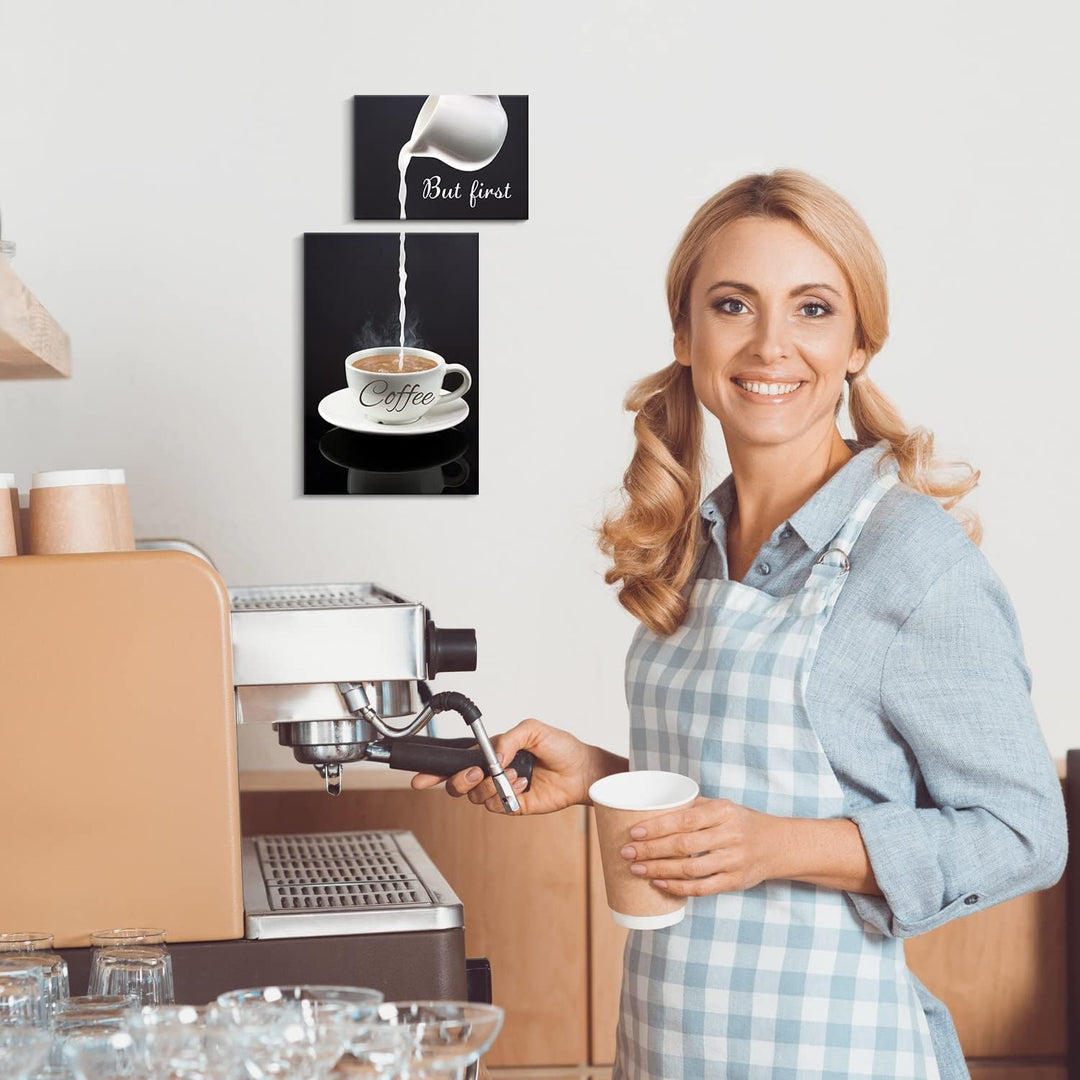 Coffee Bar Wanddekoration für Küche – But First Coffee Schild – Küche Leinwand Wandkunst für moderne