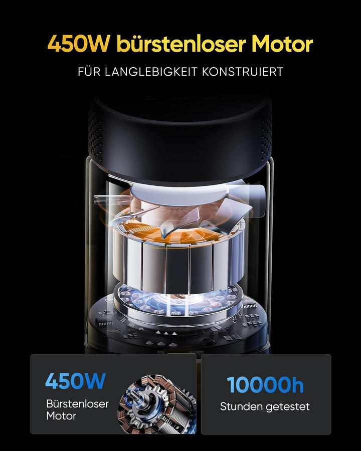 Vexilar Leichter Staubsauger Kabellos, 50Kpa/50Min/450W, Akku Staubsauger mit LED Touchscreen und Gr