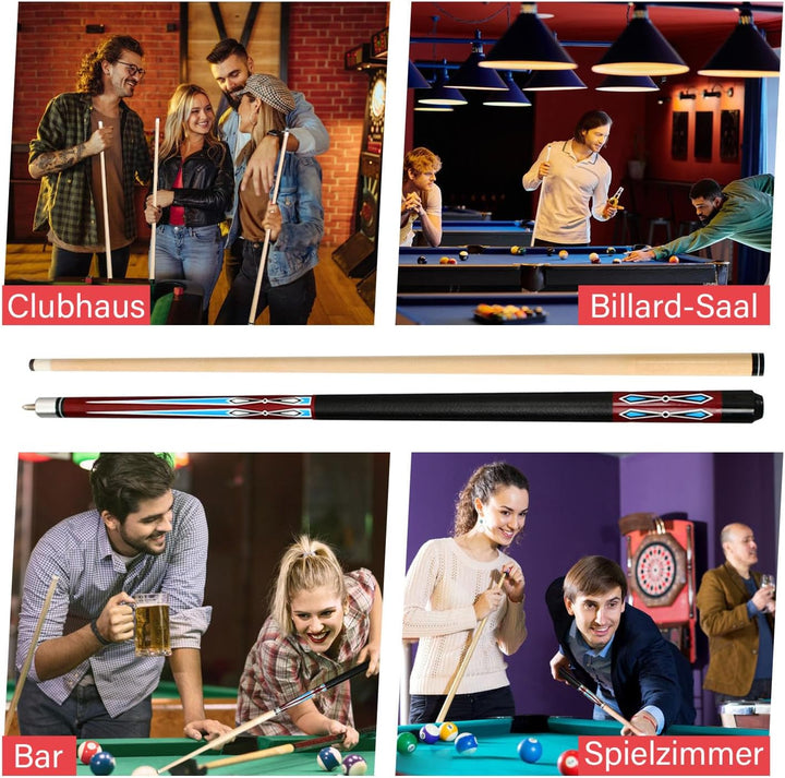 Billard Queue Satz 2 Pool Queues, Pool 58" Queue Stöcke,Billardqueue Pool Cues für Billard Enthusias