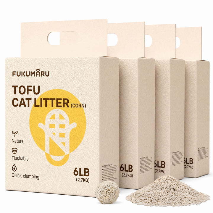 FUKUMARU Tofu Katzenstreu 10.8kg, Klumpstreu für Katzen, Gemischtes Maispellets, Staubfrei und Leich