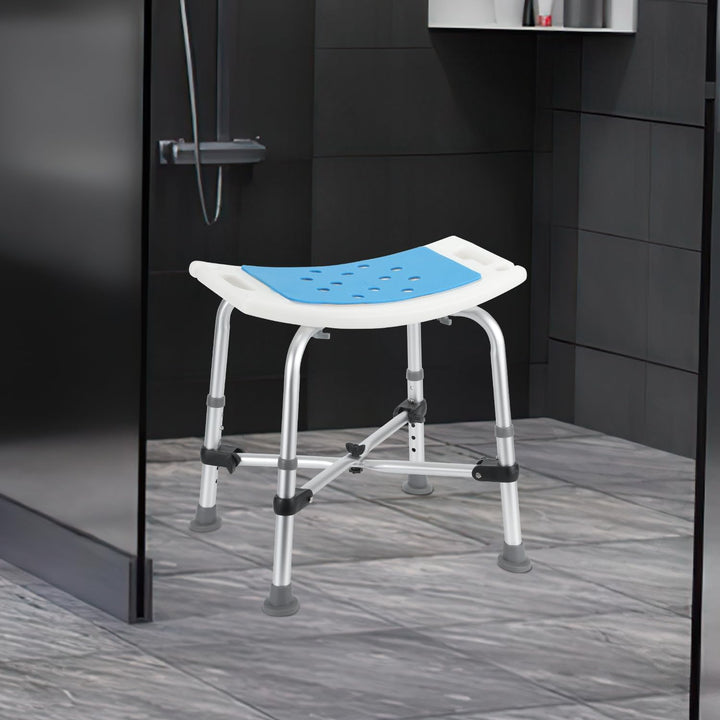 Duschhocker Höhenverstellbar Duschstuhl 40-53cm rutschfest Badhocker Komfort Duschsit mit Doppelt Ve