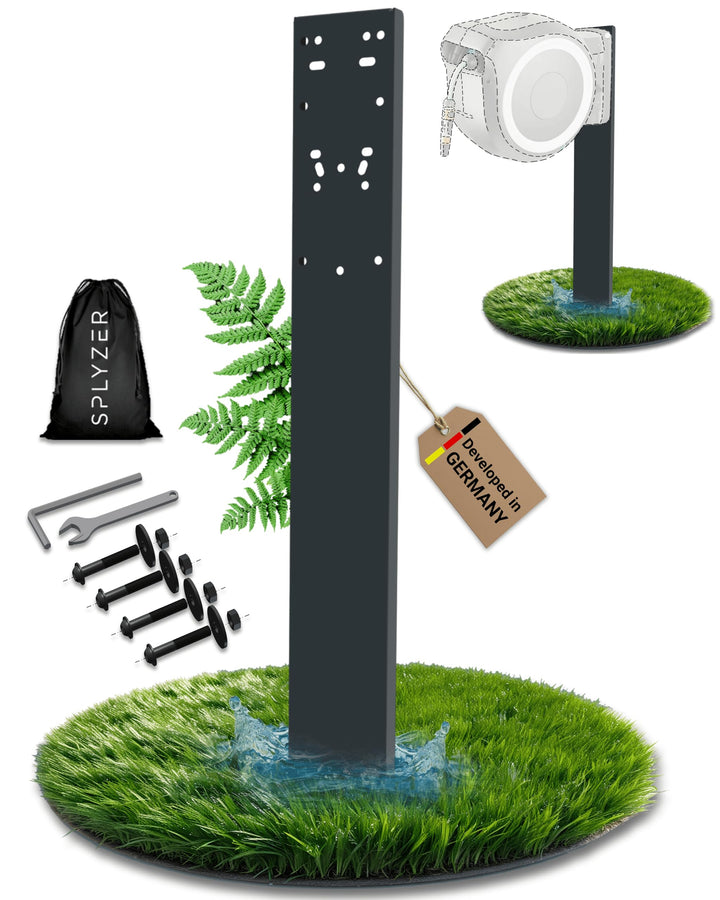 Schlauchbox Halterung zur Bodenmontage – Kompatibel mit GARDENA® Schlauchboxen & Gartenschlauch Trom