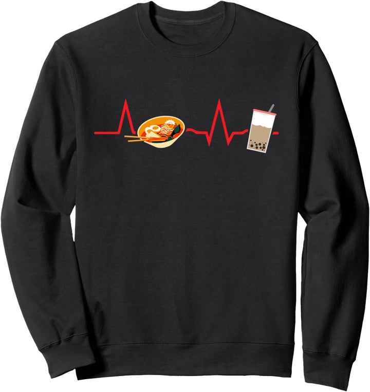 Ramen Boba Noodles Heartbeat - Bubble Tea Food Lovers Sweatshirt