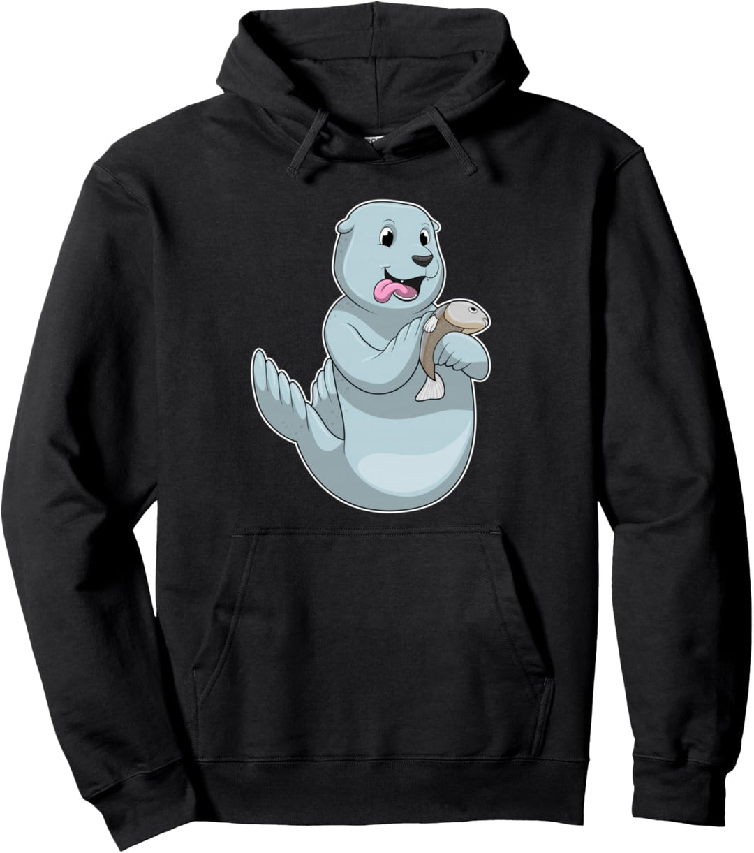 Seehund Fisch Pullover Hoodie