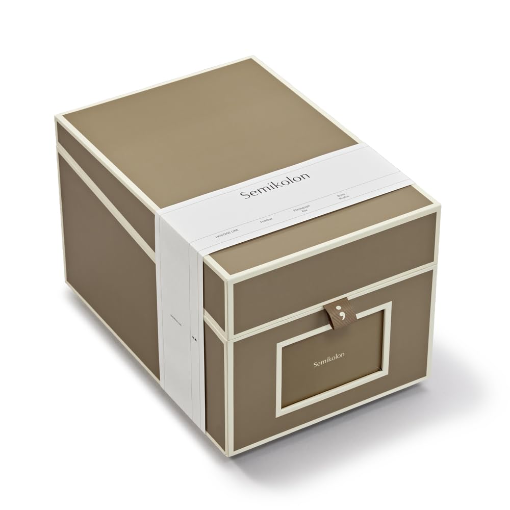 Semikolon 370079 CD- und Fotobox – 17,7 x 15,7 x 25,6 cm – für 10 x 15 cm Fotos – Cover fango beige,