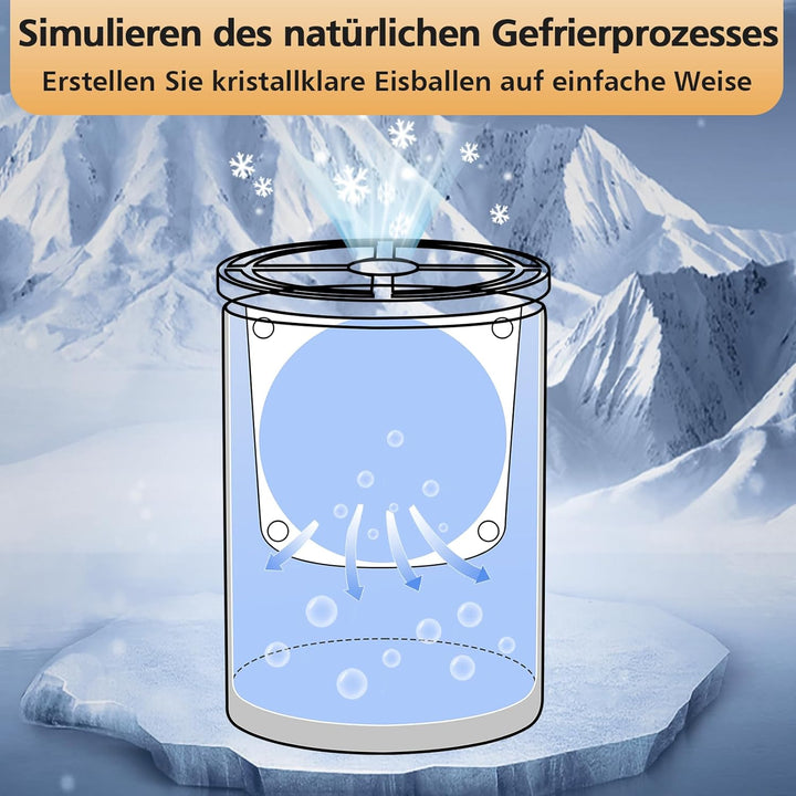Klarer Eiswürfelbereiter, 6,4 cm Eisbälle, Eisballbereiter aus kristallklarem Edelstahl, BPA-freie P
