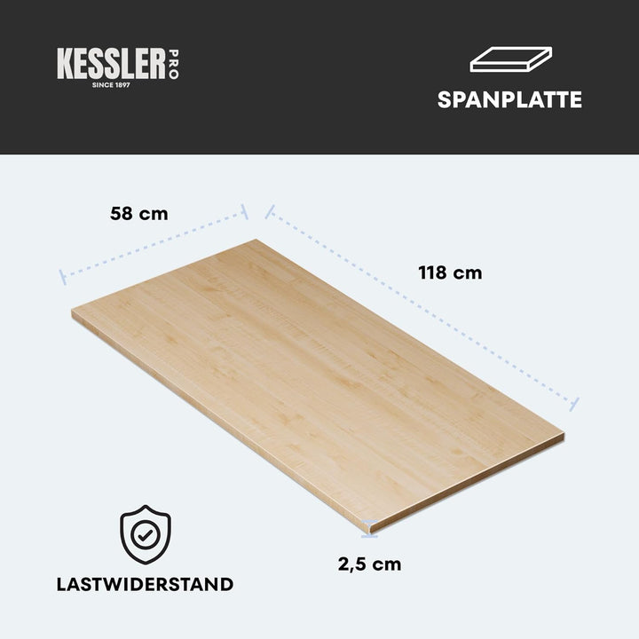 Tischplatte, Spanplatte, 25mm, verstärkte Kante Ahorn 120x60 cm, Ahorn 120x60 cm