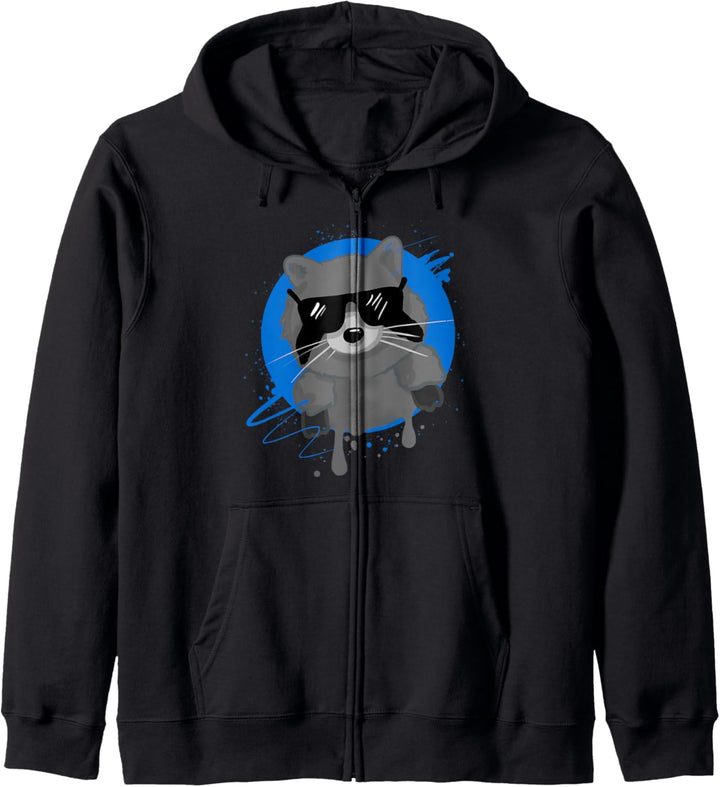 Retro Waschbär mit Sonnenbrille Geschenk Kapuzenjacke
