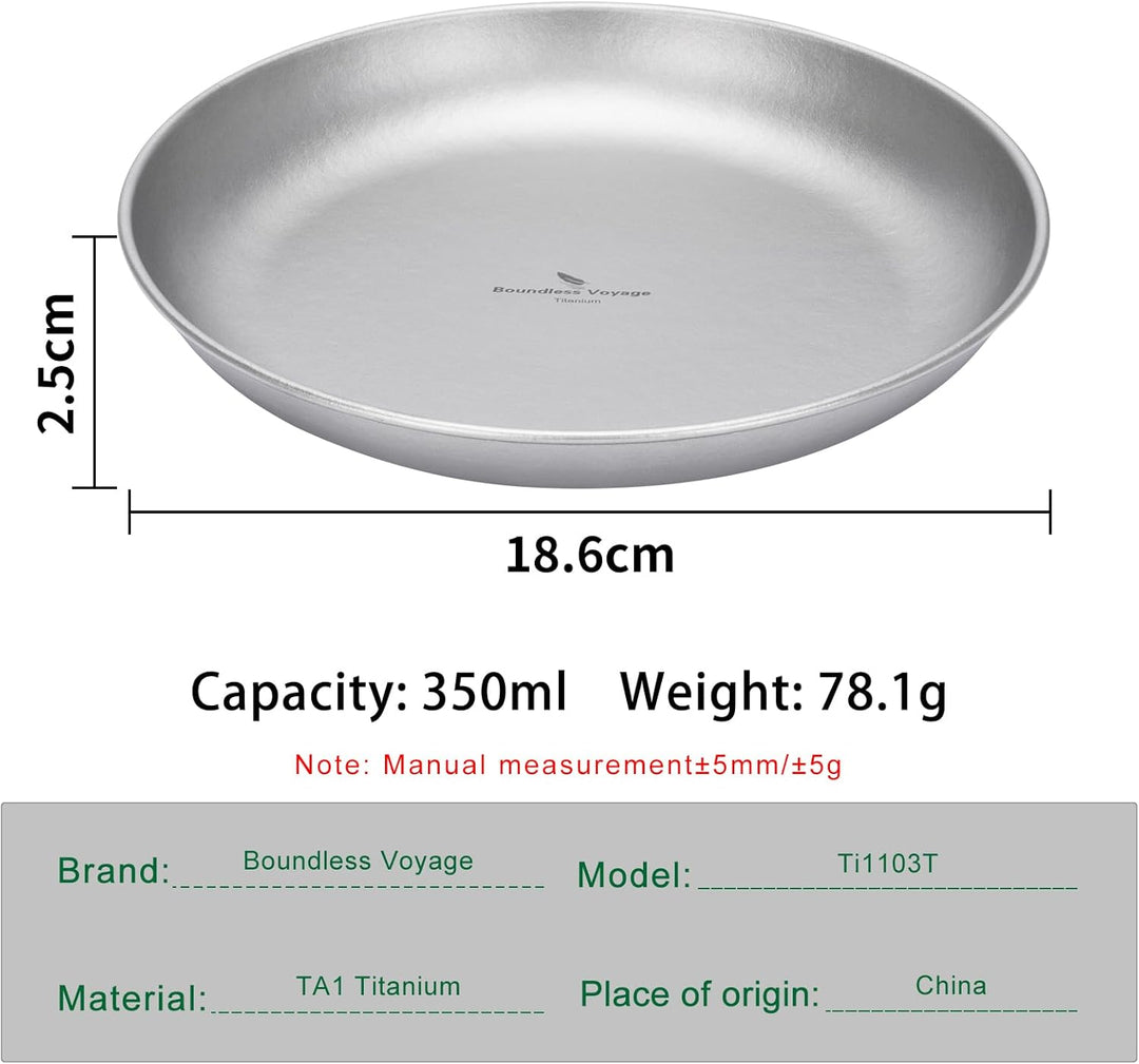 iBasingo Camping Titan Teller 18.5cm Servier Teller Party Ultraleichte Outdoor Picknick Metall Gesch
