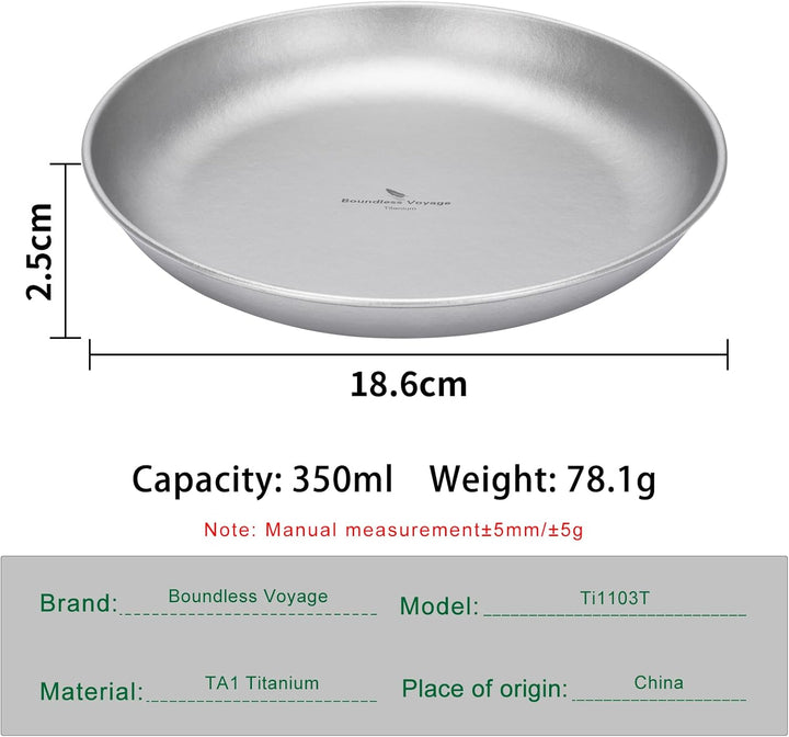 iBasingo Camping Titan Teller 18.5cm Servier Teller Party Ultraleichte Outdoor Picknick Metall Gesch
