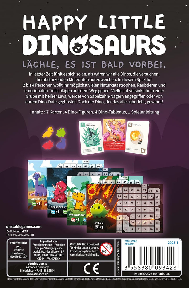 Unstable Games, Happy Little Dinosaurs, Grundspiel, Partyspiel, Kartenspiel, 2-4 Spieler, Ab 8+ Jahr