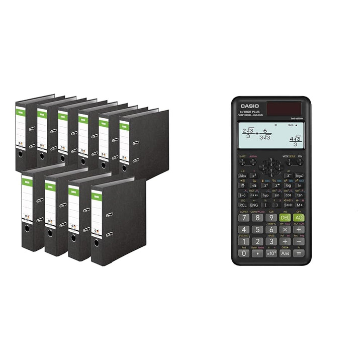 Original DINOR Ordner-Wolkenmarmor-Recycling & Casio FX-87DE PLUS-2 Wissenschaftlich-Technischer Sch