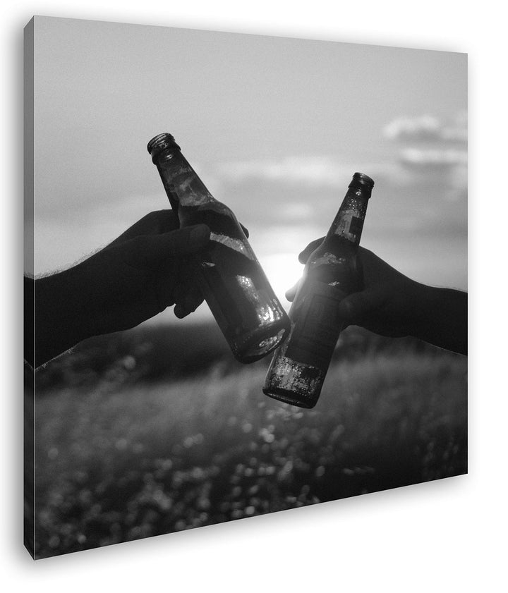 deyoli kühles Bier zum Abend Format: 70x70 Effekt: Schwarz&Weiss als Leinwandbild, Motiv fertig gera