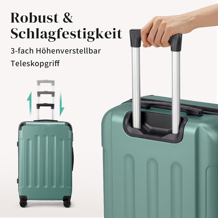 LALAHO Kofferset 2 teilig Hartschale (Türkis) | Handgepäck mit Kosmetikkoffer, Koffer Set mit verstä