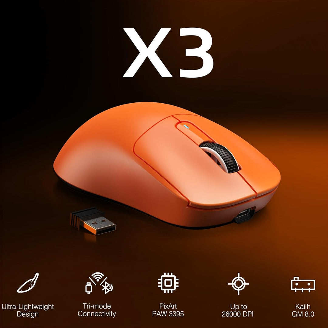 VGN GAMEPOWER x Attack Shark X3 Superlight Kabellose Gaming-Maus, 49g Ultraleicht Mouse, 26000DPI, P