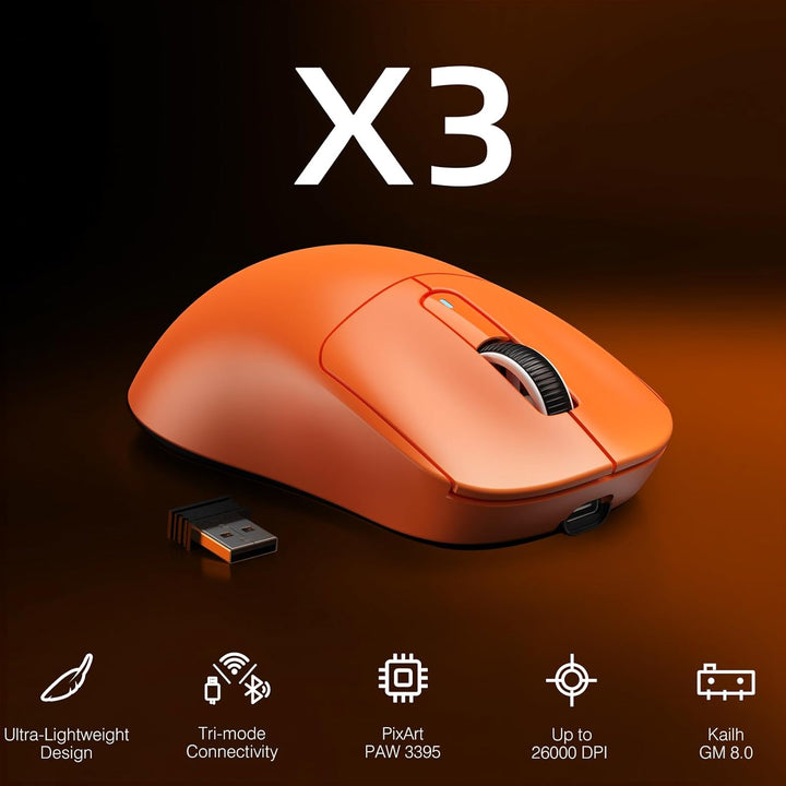 VGN GAMEPOWER x Attack Shark X3 Superlight Kabellose Gaming-Maus, 49g Ultraleicht Mouse, 26000DPI, P